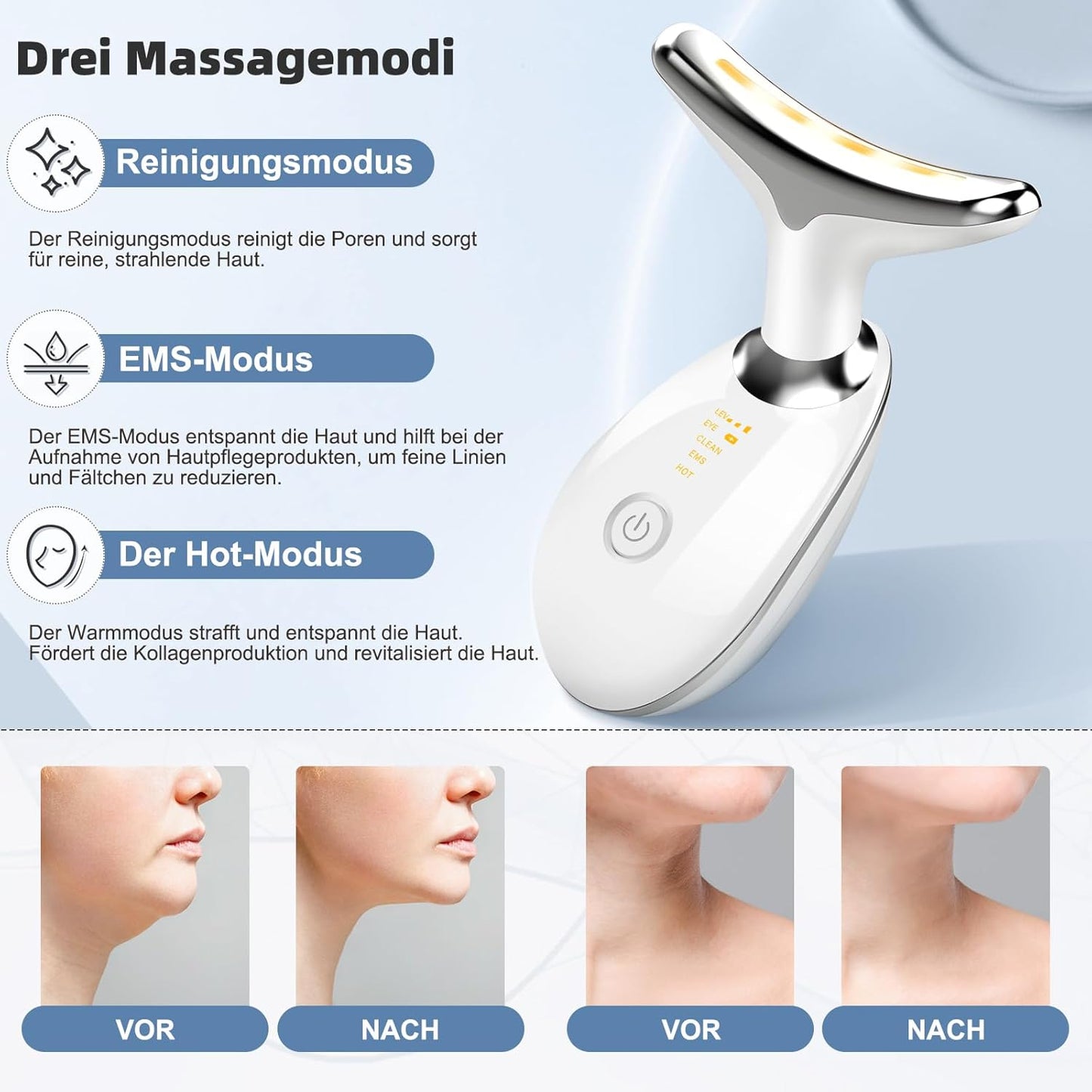 GlowLift Pro – Anti-Aging Gerät für Gesicht & Hals mit EMS und Lichttherapie