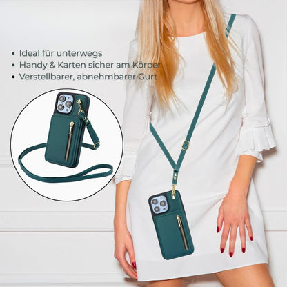 ZipCase Luxe - Crossbody Handyhülle mit Zipper & Kartenfach für Iphone 13-16
