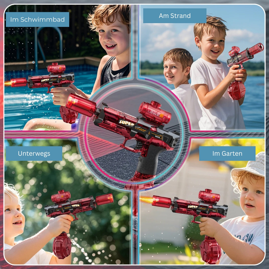 SplashX - Die elektrische Wasserpistole mit Power & Style