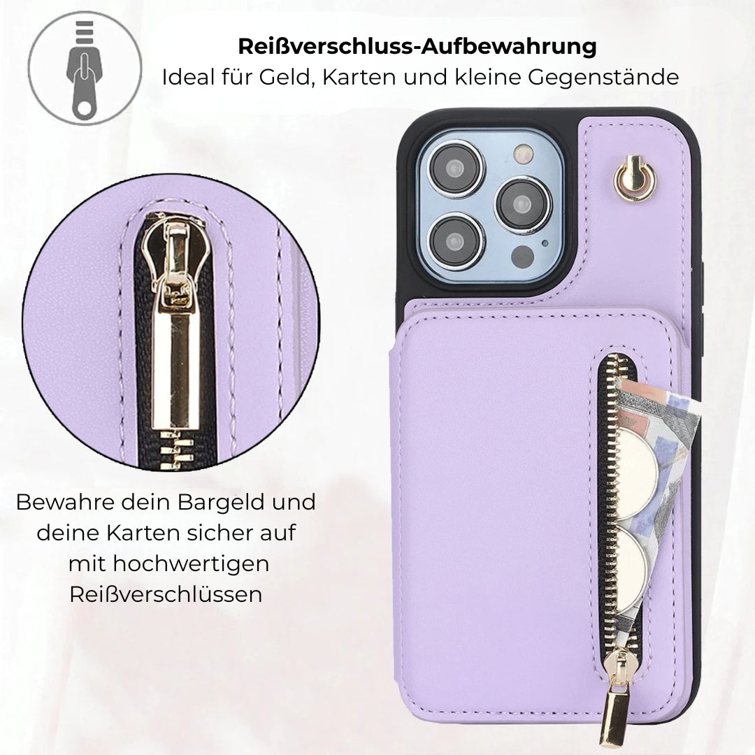 ZipCase Luxe - Crossbody Handyhülle mit Zipper & Kartenfach für Iphone 13-16