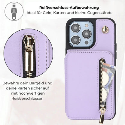 ZipCase Luxe - Crossbody Handyhülle mit Zipper & Kartenfach für Iphone 13-16