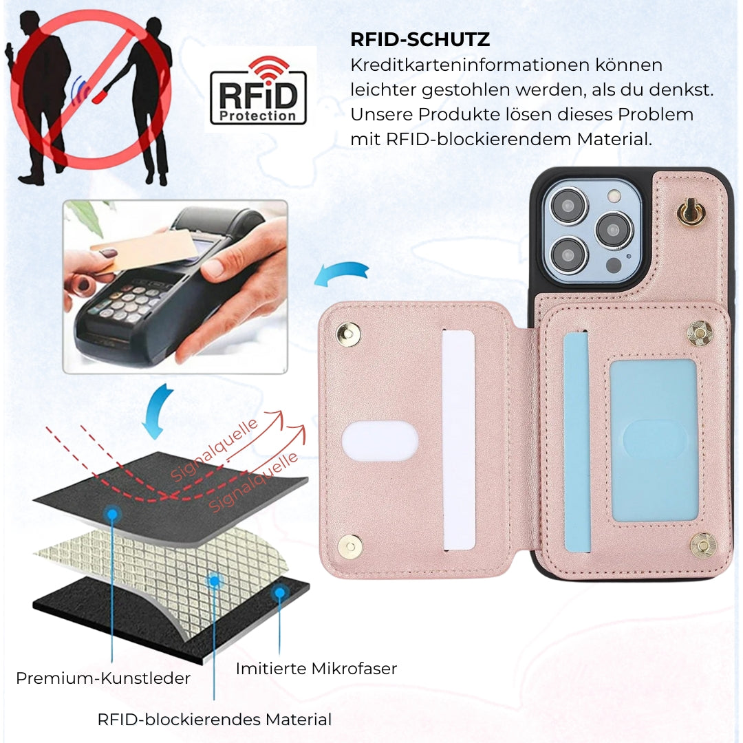 ZipCase Luxe - Crossbody Handyhülle mit Zipper & Kartenfach für Iphone 13-16