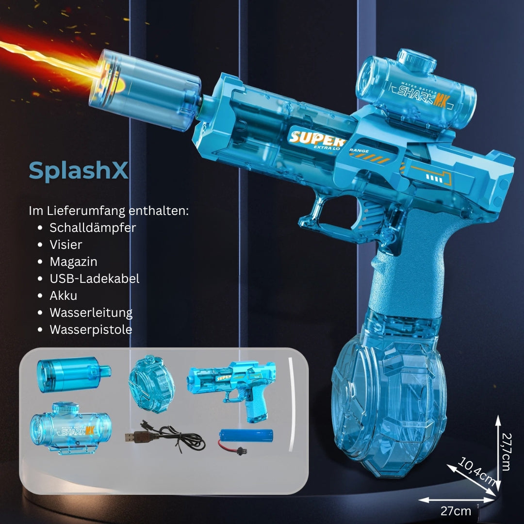 SplashX - Die elektrische Wasserpistole mit Power & Style