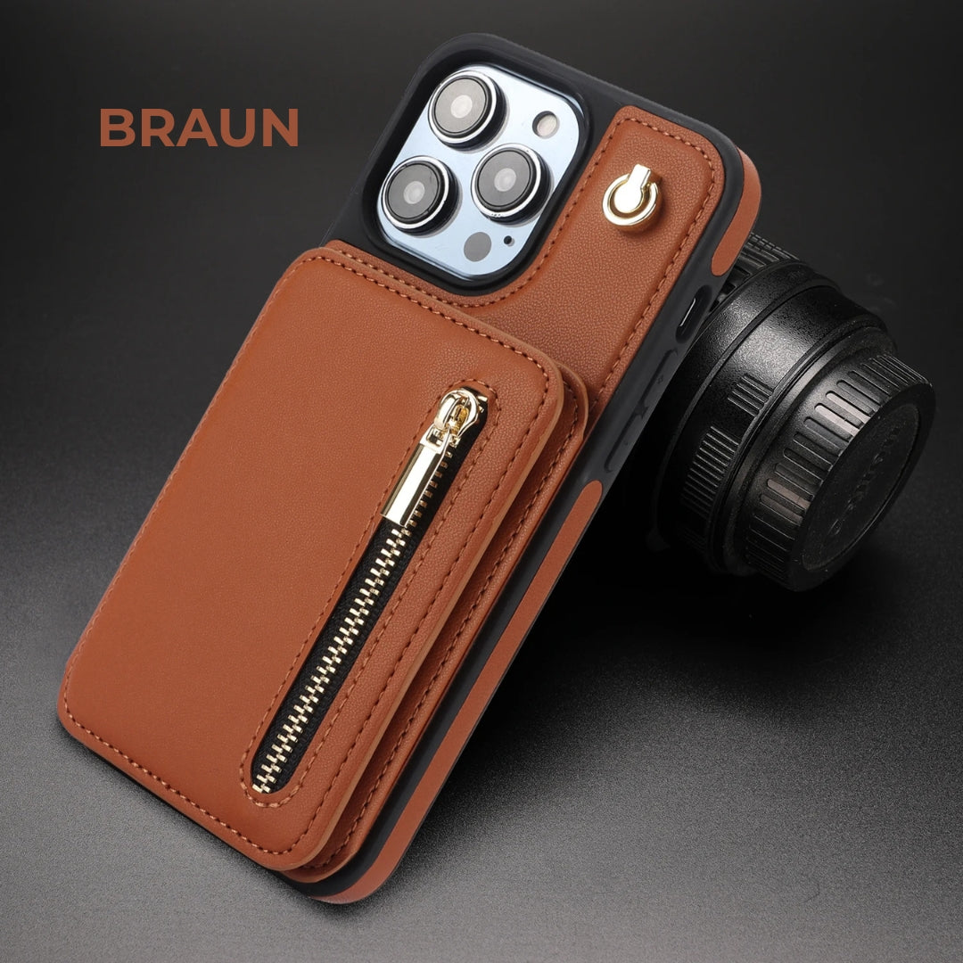 ZipCase Luxe - Crossbody Handyhülle mit Zipper & Kartenfach für Iphone 13-16